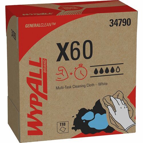 General Clean X60 Cloths, POP-UP Box, 8.34 x 16.8, White, 118/Box